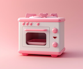 Whimsical and charming, this pink and white toy oven brings the joy of cooking into any child's playtime