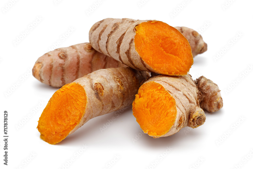 Sticker fresh turmeric isolated on white background