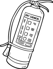 Vector Cartoon Dry Chemical Fire Extinguisher Line Art