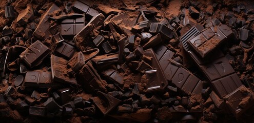 Stack of chocolate bars on black Background. generative AI