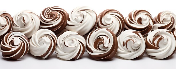 A brown and white candy with a spiral shape