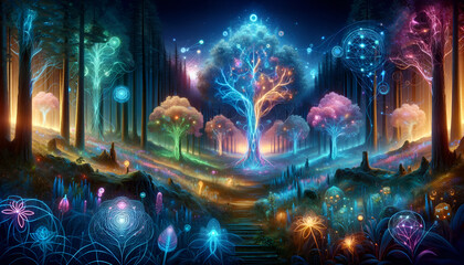 Neon Mystical Forest