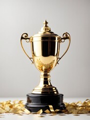 gold cup on aclear background