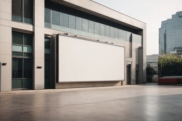 public advertisement board space in the street as empty blank white mockup signboard copy space area