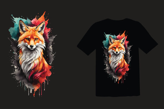 Colorful fox t shirt design, vector .