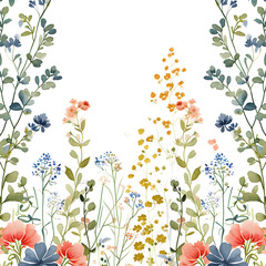 Watercolor seamless pattern with wild flowers. Hand painted floral background.