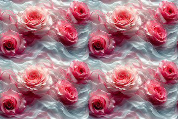 Floral background of pink roses with a seamless repeat and fully tileable display of flowers