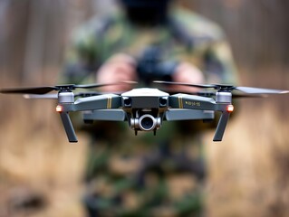 Military operator flying spy drone.