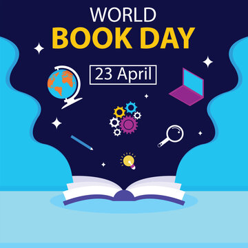 illustration vector graphic of The open book releases several educational tools, perfect for international day, world book day, celebrate, greeting card, etc.