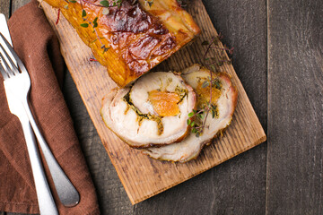 Homemade Porchetta, Italian roast pork roll