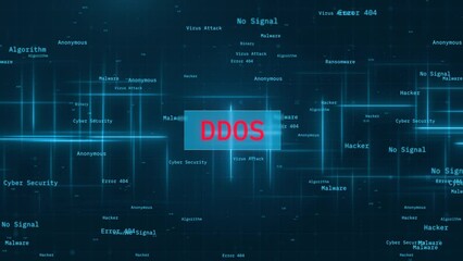 DDOS Attack Message. Warning message with moving words