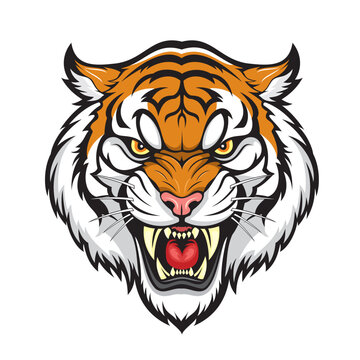 tiger head mascot vector art illustration design