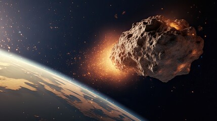 Cosmic threat to Earth's civilization - an asteroid entering the Earth's atmosphere.