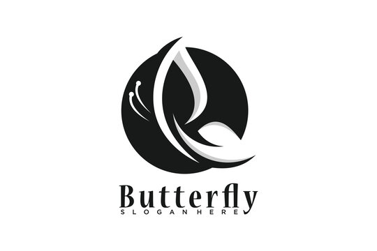 butterfly beauty logo design unique concept premium vector