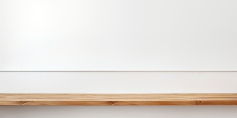 White background empty wooden table shelves for product display or montage.