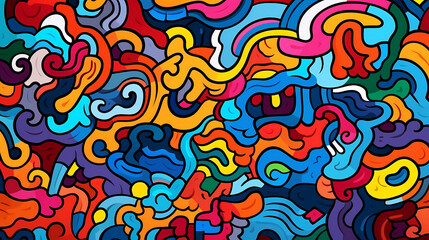 Funny doodle seamless pattern, artistic background