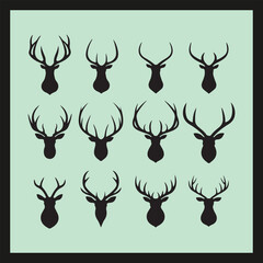 Naklejka premium Deer horns icon silhouette set