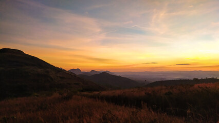 Sunset in the mountains of Rola Mo&ccedil;a state park in Belo Horizonte, Minas Gerais, Brazil