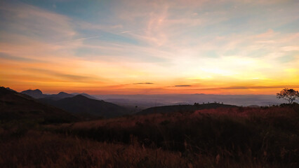 Sunset in the mountains of Rola Moça state park in Belo Horizonte, Minas Gerais, Brazil