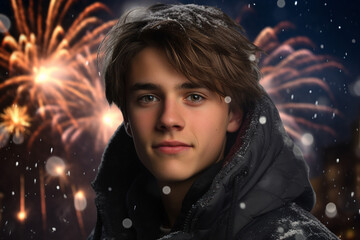 Fireworks show concept people watching admiring wonderful lights winter atmosphere Generative AI