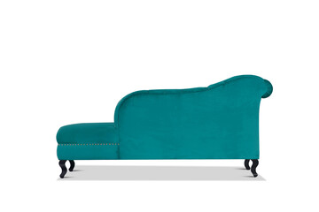 Aqua fabric sofa  pillows isolated on white background. Series of furniture