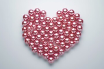 Obraz premium Valentine's Day moment, A heart-shaped arrangement of vibrant pink and gold spheres creates a visually striking and symbolic representation of love and affection. Ai generate
