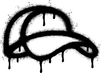 Spray Painted Graffiti hat icon Sprayed isolated with a white background. graffiti hat symbol with over spray in black over white. © Doa Bunda