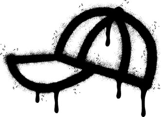 Spray Painted Graffiti hat icon Sprayed isolated with a white background. graffiti hat symbol with over spray in black over white. © Doa Bunda