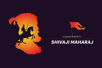 Silhouette Vector Illustration Chhatrapati Shivaji Maharaj Indian Maratha Warrior King post Banner Design