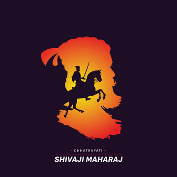Silhouette Vector Illustration Chhatrapati Shivaji Maharaj Indian Maratha warrior king post Design