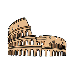 Colosseum in Italy icon in cartoon style isolated on white background. Countries symbol stock vector illustration.