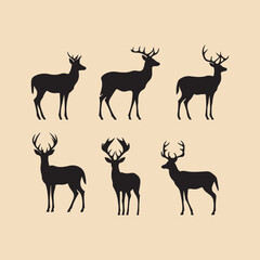 Obraz premium deer silhouette set