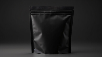 Black paper bag for food packaging zip lock isolated on white background - obrazy, fototapety, plakaty