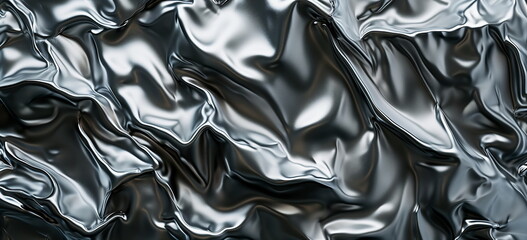 Shrinking metal, cooling metal contracting. used aluminum foil. metal background. - obrazy, fototapety, plakaty