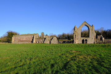 Obraz premium Haughmond Abbey, a ruined medieval monastery in Shropshire, UK