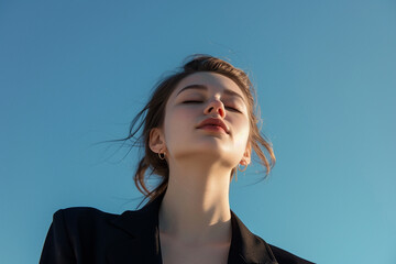 luxury woman model portrait natural background minimalistic 