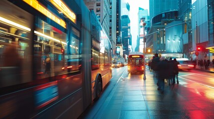 Fototapeta na wymiar A bustling urban transit scene, suitable for transportation or city planning articles
