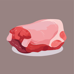 Pork Meat Flat Vector Illustration