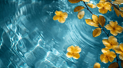 Water background.Blue aqua texture surface of ripples, copy space, generative ai