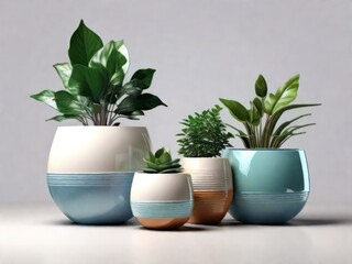 Plants in colorful pots
