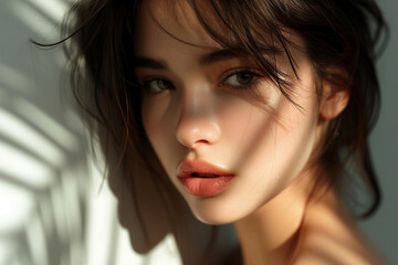 Fototapeta premium luxury woman model portrait natural background minimalistic 
