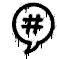 Spray Painted Graffiti hashtag icon Sprayed isolated with a white background. graffiti hash tag with over spray in black over white. Vector illustration. © Doa Bunda