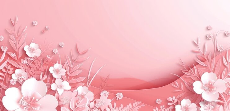Valentine's day Soft pink roses and hearts delicately scattered on a pastel pink background create an elegant and romantic atmosphere with ample space for adding text. Ai generate
