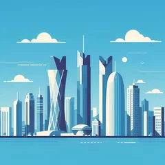 Fotobehang Doha flat vector city skyline © abvbakarrr