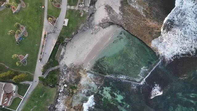 cronulla oak park rock pool sydney australia aerial 4k