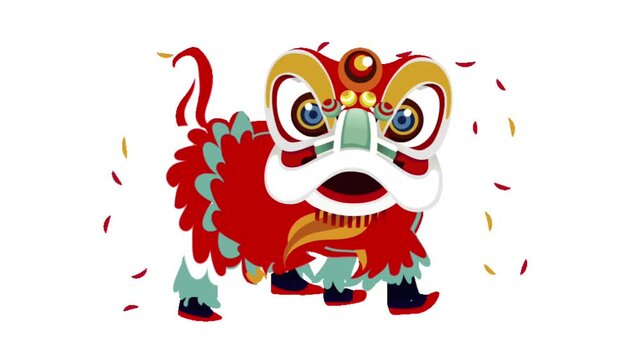 Cartoon image of a lion wearing Chinese clothing
