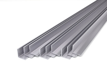 Angle steel. metal steel product. Steel galvanized and stainless. 3D rendering.