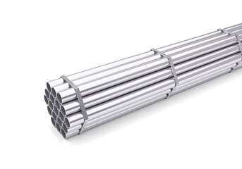set of steel pipes. metal steel product. Steel galvanized and stainless. 3D rendering.