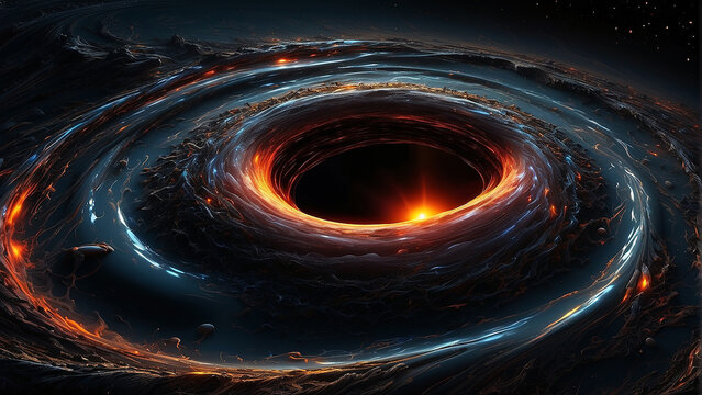 high resolution photo of a black hole with its swirling depths and mysterious darkness