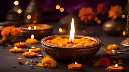 Obraz premium burning candles in a church